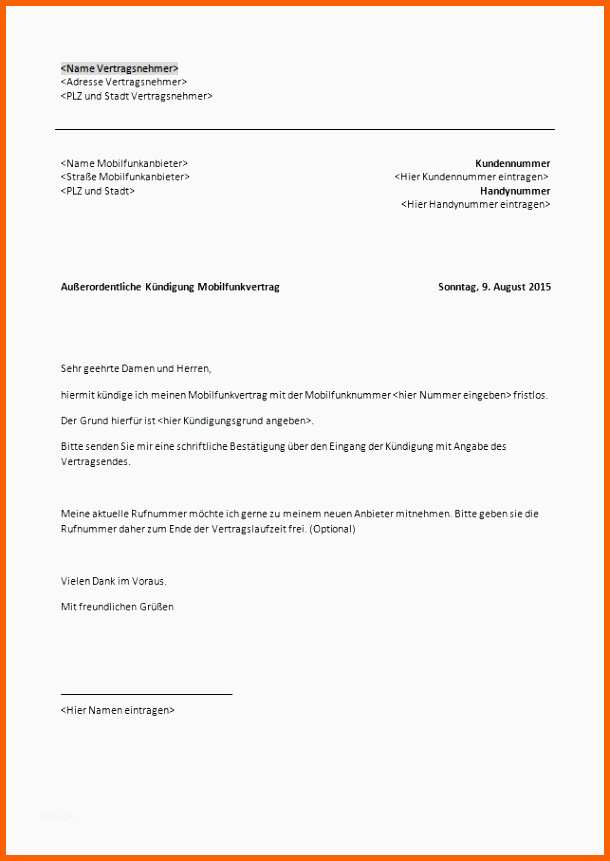Größte 19 Kundigungsschreiben Vertrag Vorlagen123 Vorlagen123