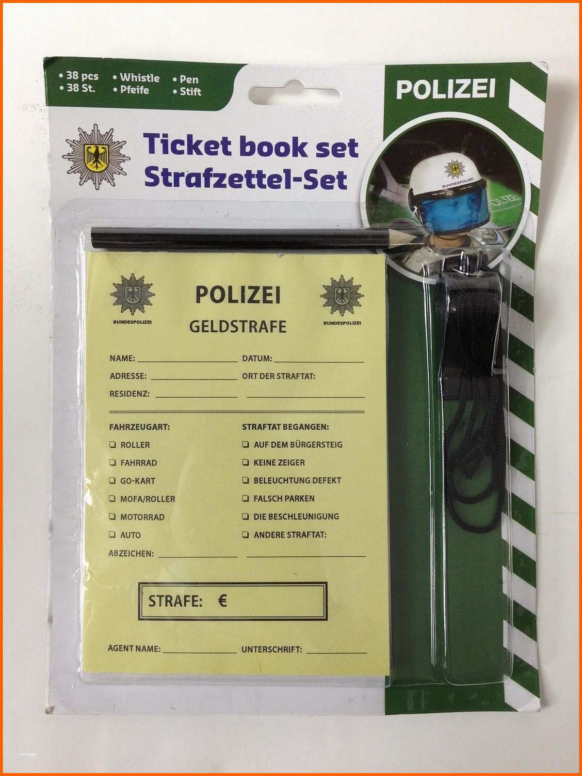 Größte 3 Tlg Polizei Kinder Strafzettelblock Scherzstrafzettel