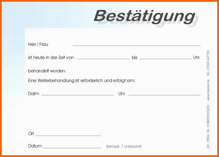 Größte Bescheinigung Praxisbesuch Als Block Praxis Bestätigung