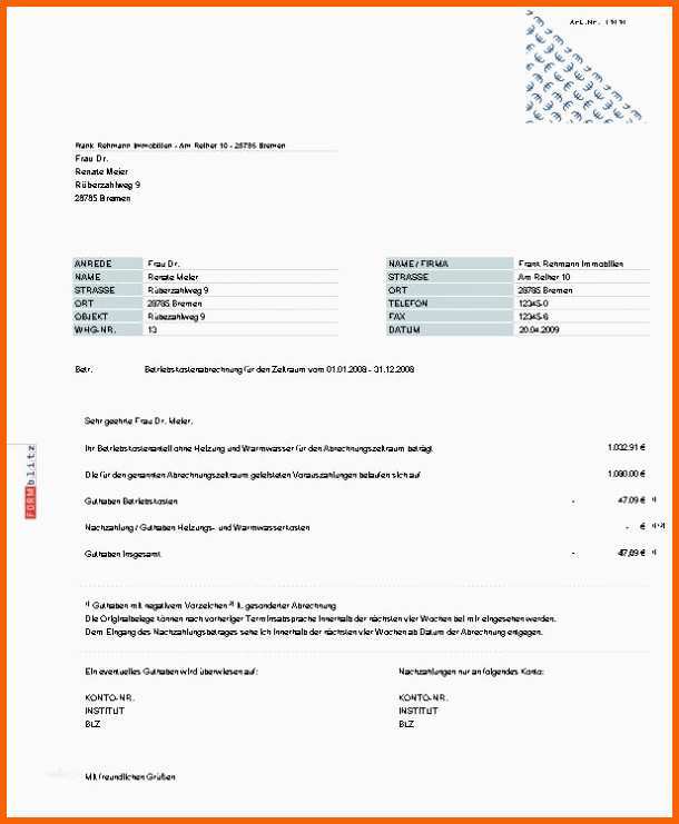Größte Bürgschaft Wohnung Vorlage Gut 7 Betriebskostenabrechnung