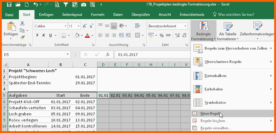 gantt chart excel vorlage