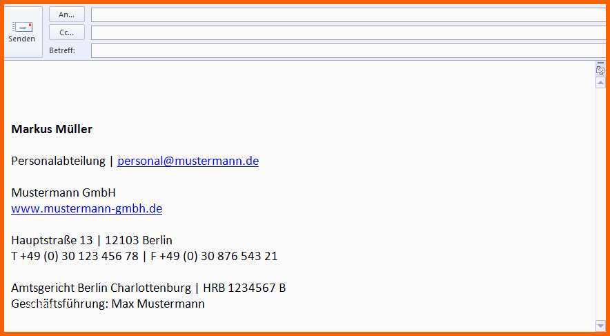 Größte E Mail Signatur Vorlage Geschäftlich Luxus Wunderbar