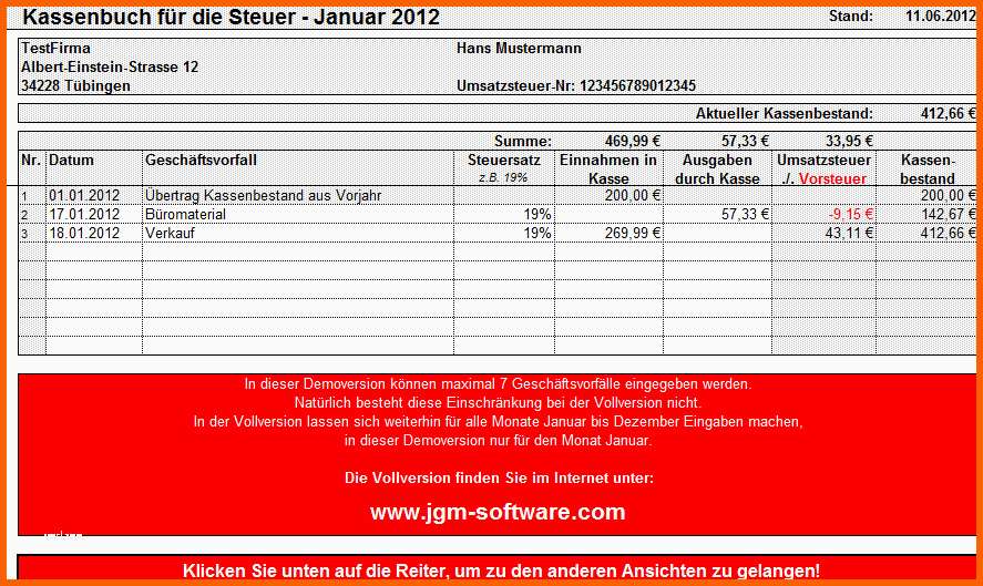 Größte Excel Kassenbuch Download