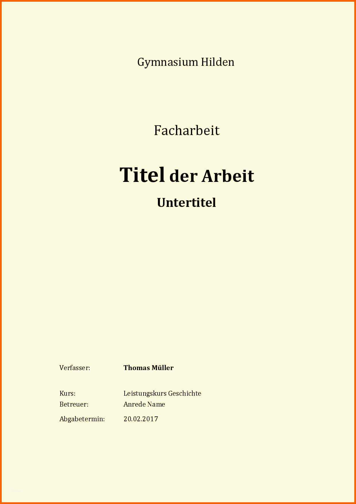 Größte Facharbeit Deckblatt Mustervorlagen Zum Herunterladen