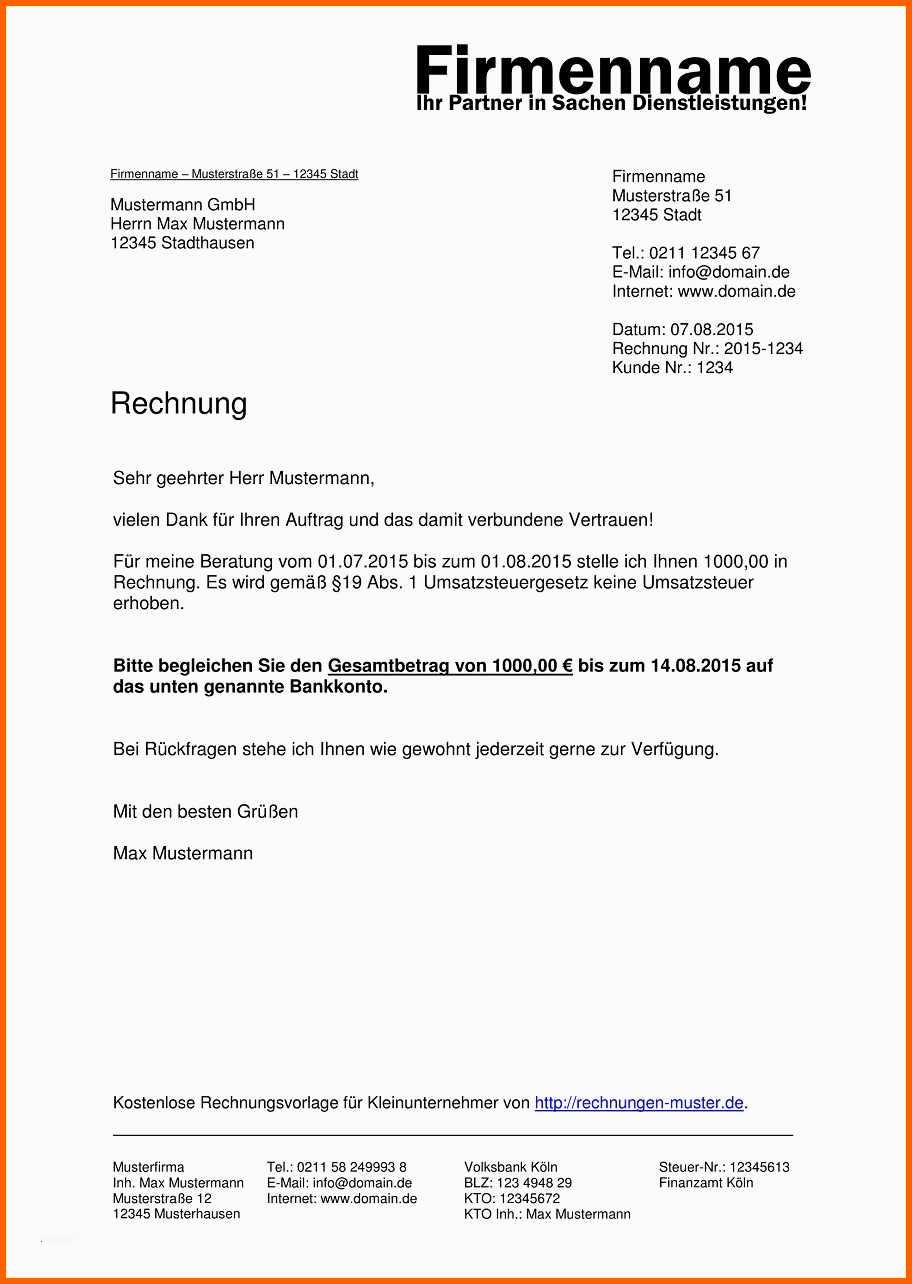 Größte Gutachten Vorlage Word S Rechnungsmuster Kostenlos