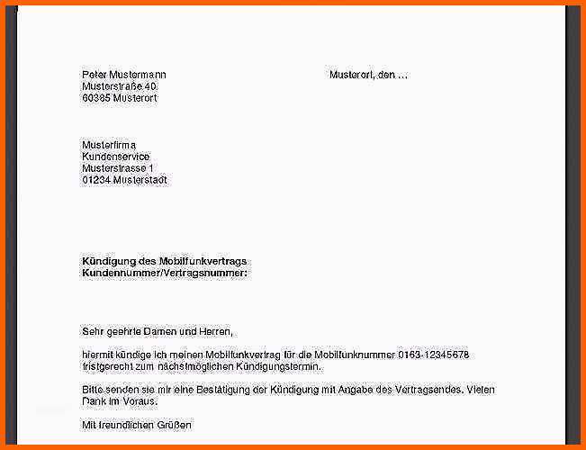 Größte Handyvertrag Kündigen Mobil Debitel Vorlage