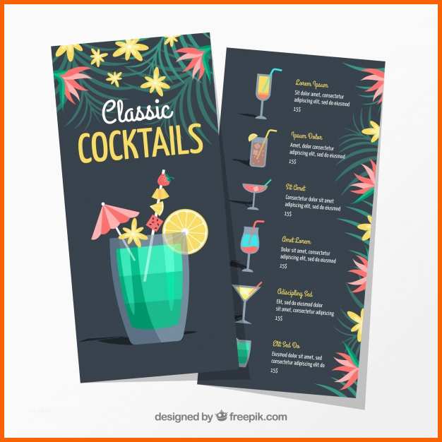 Größte Klassische Cocktailkarte Vorlage