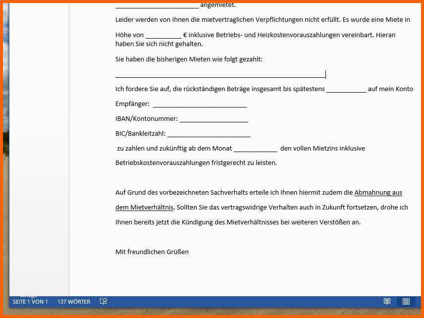 Größte Mieter Abmahnung Bei Zahlungsverzug Vorlage Für Word