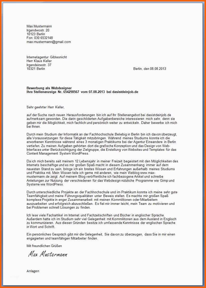 Größte Praktikum Bewerbung Vorlagen Bewerbungsanschreiben Muster