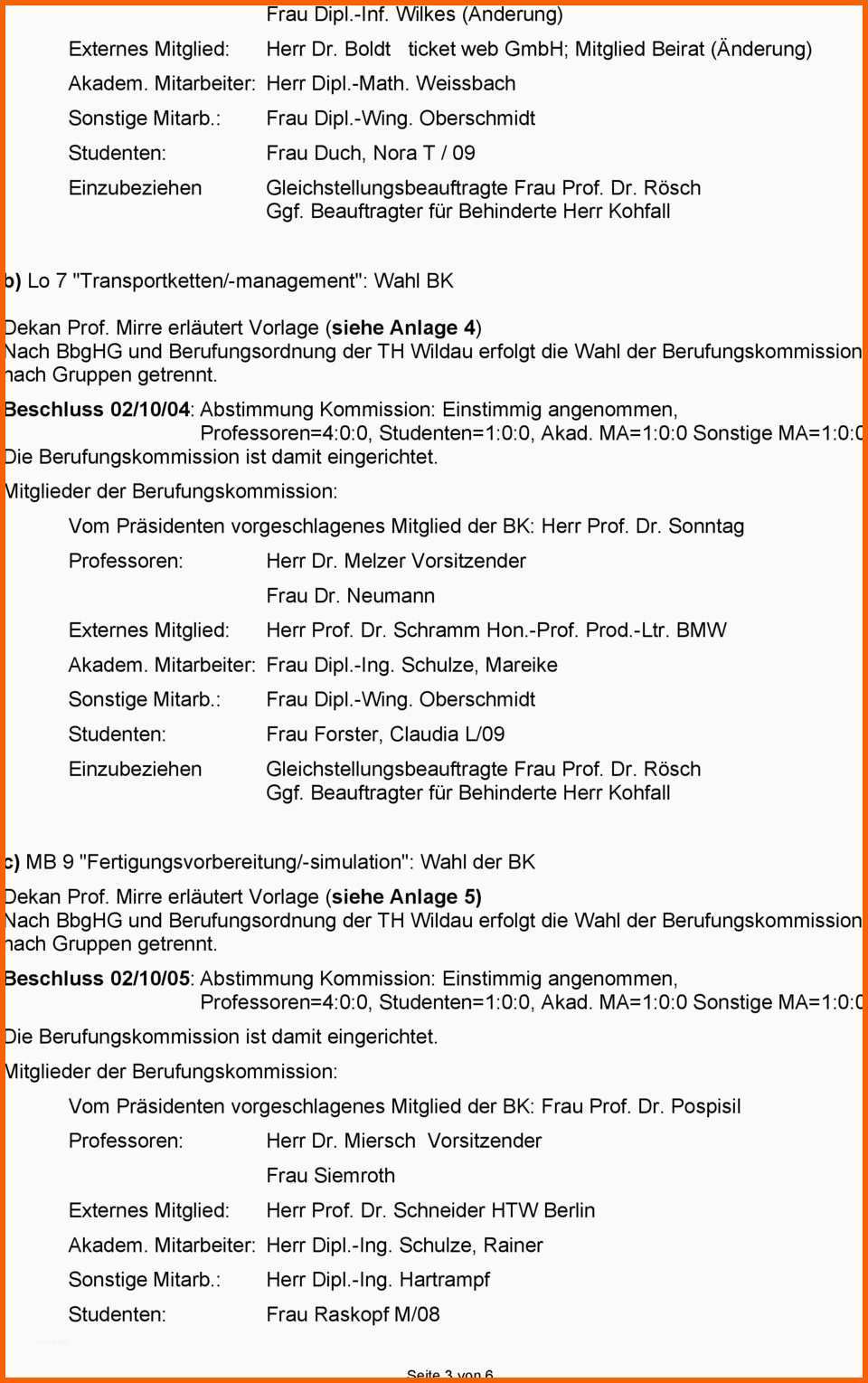 Größte Protokoll Der 05 Sitzung Des Fachbereichsrates