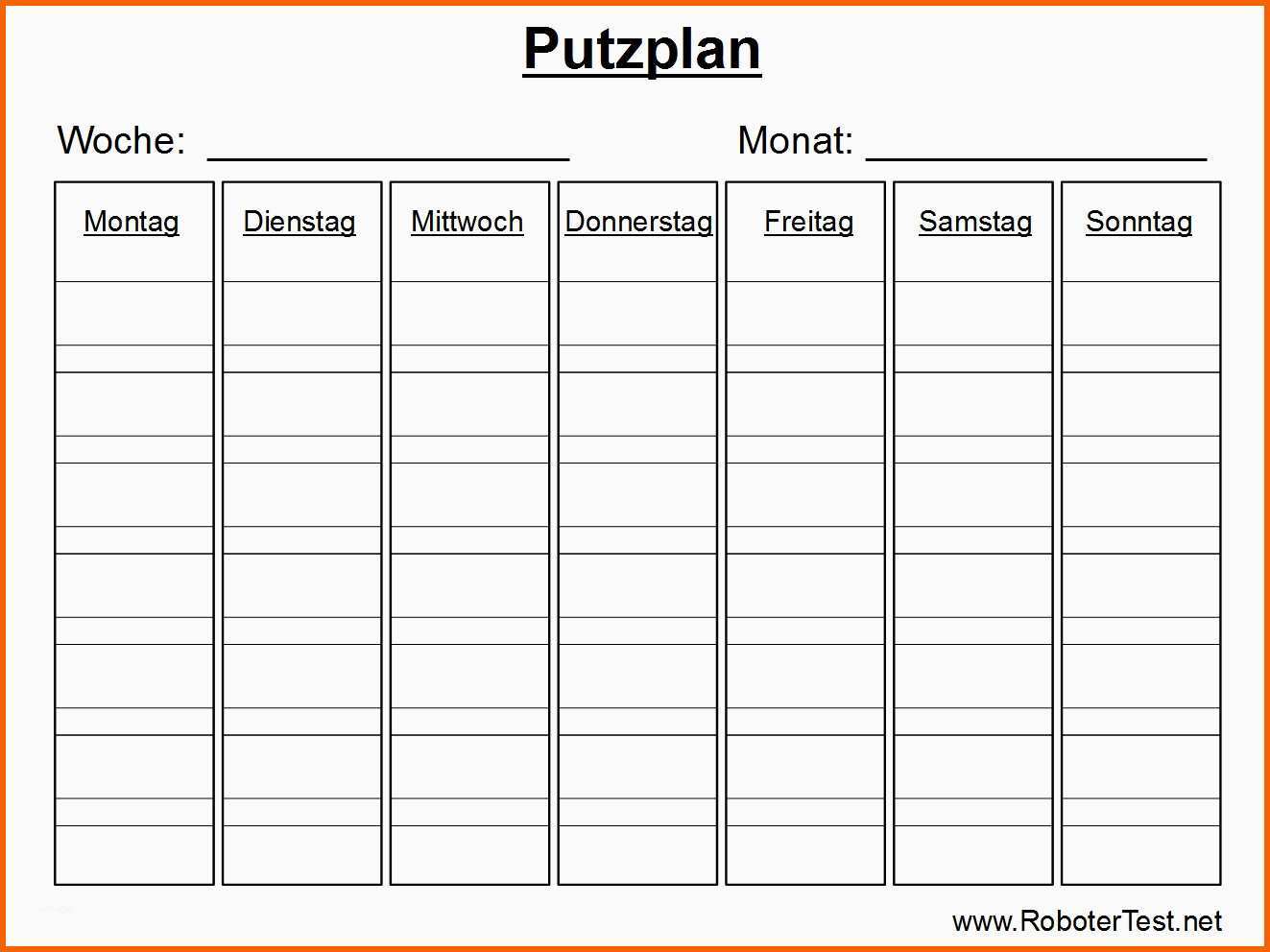 Größte Putzplan Vorlage Zum Ausdrucken