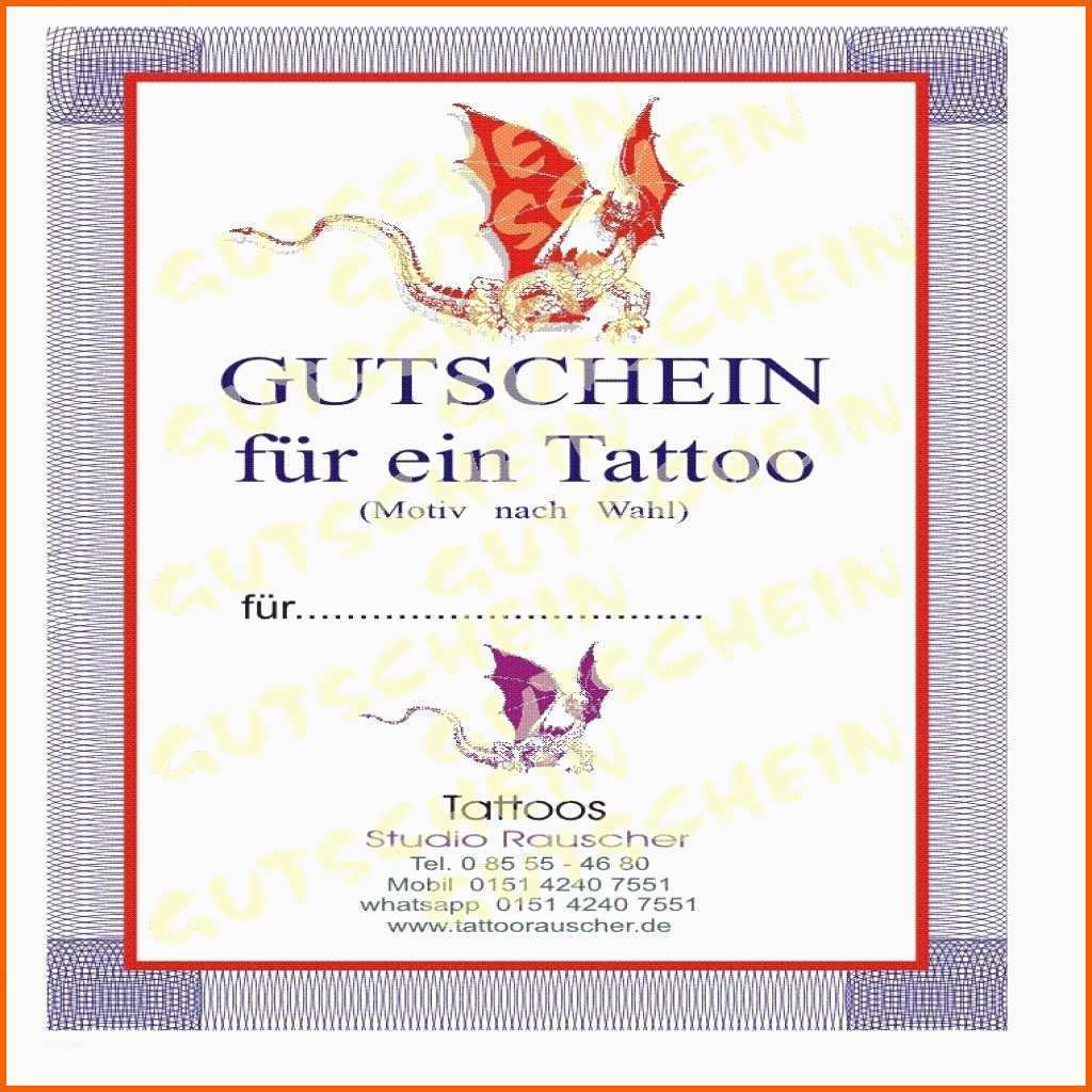 Größte Tattoo Gutschein Vorlage Ausdrucken Wunderbar 35 Gutschein