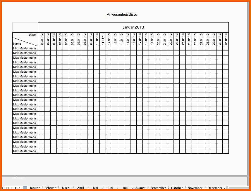 Größte Urlaubsplanung Vorlage Gute Anwesenheitsliste Als Excel