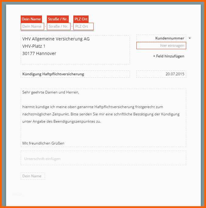 Größte Vhv Haftpflichtversicherung Kündigung Vorlage Download