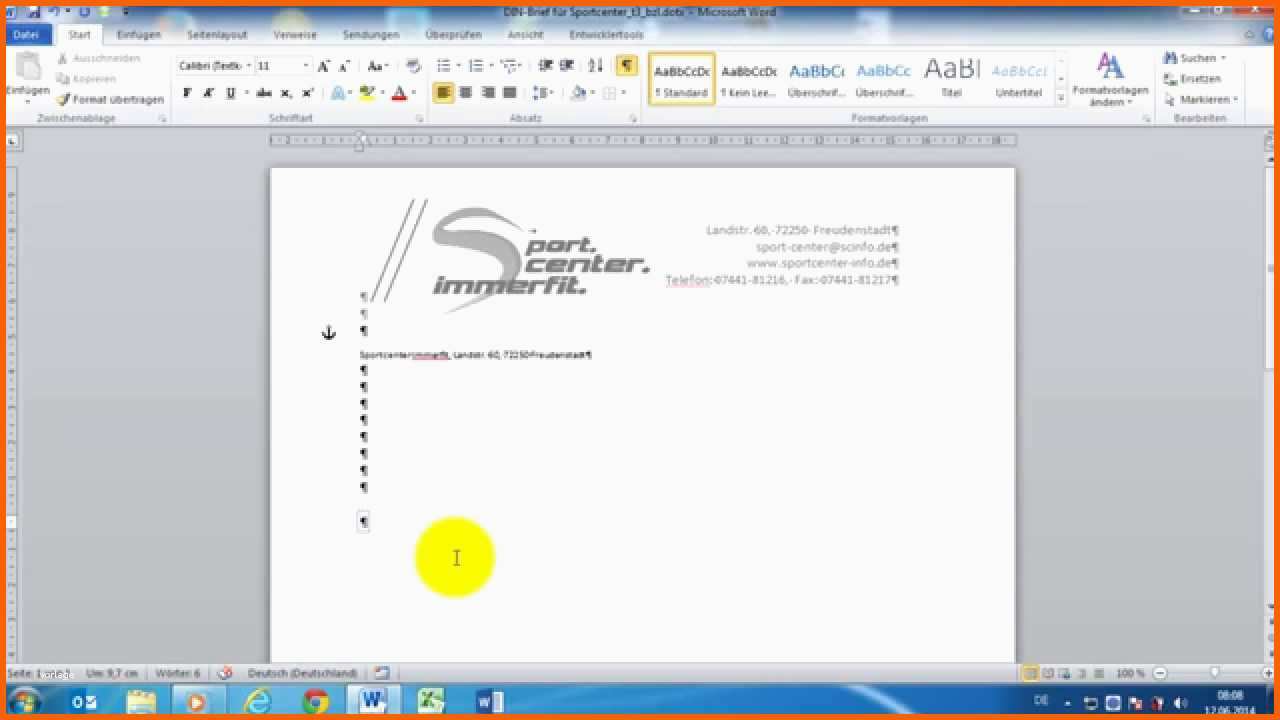 Größte Word 2010 Geschäftliche & Private Din Briefe 5008