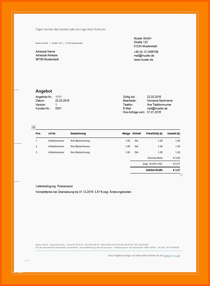 Hervorragen 12 Angebot Einholen Vorlage