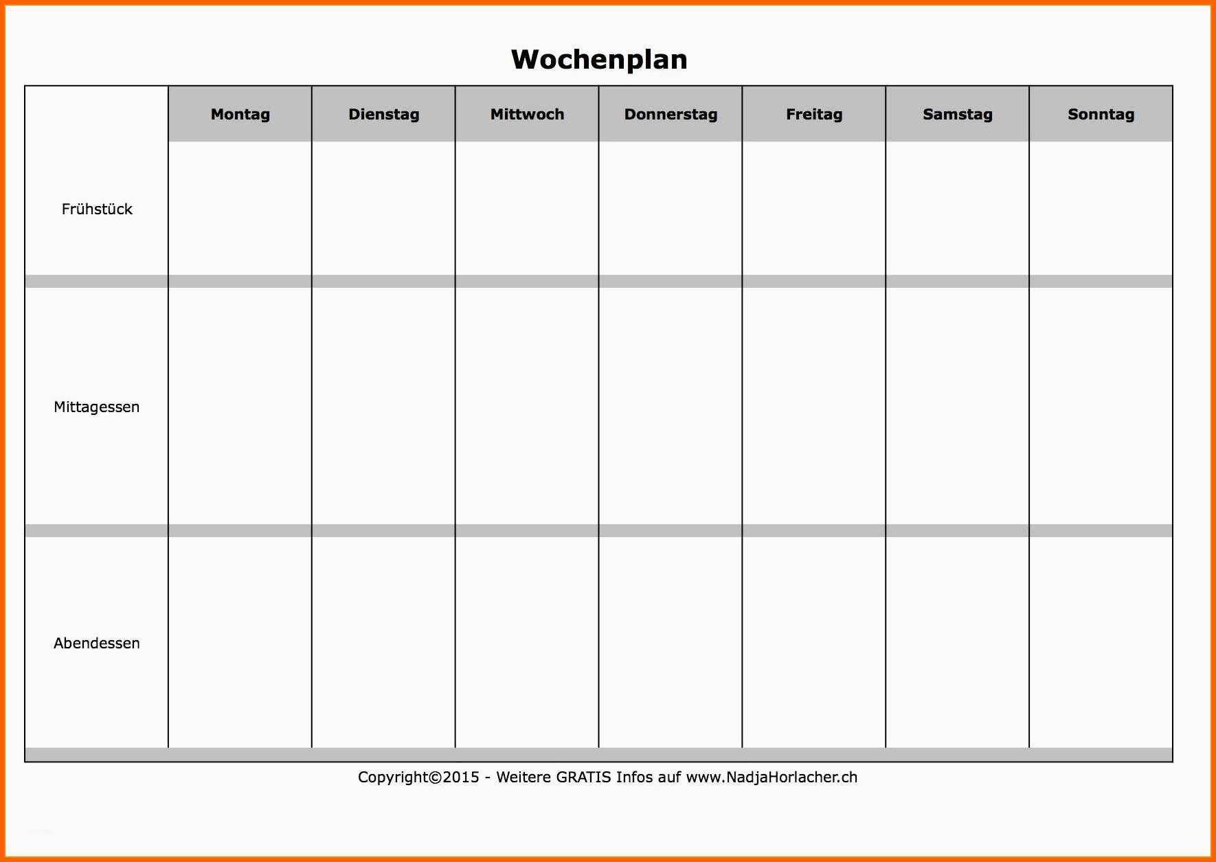 Hervorragen 12 Wochenarbeitsplan Vorlage