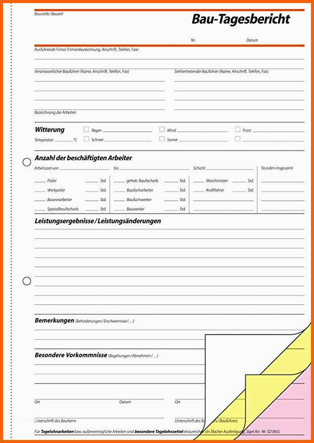 Hervorragen 13 Bautagebuch Vordruck