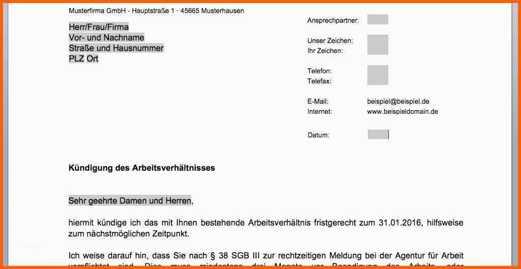 Hervorragen 13 Kündigungsschreiben Vorlage Vertrag