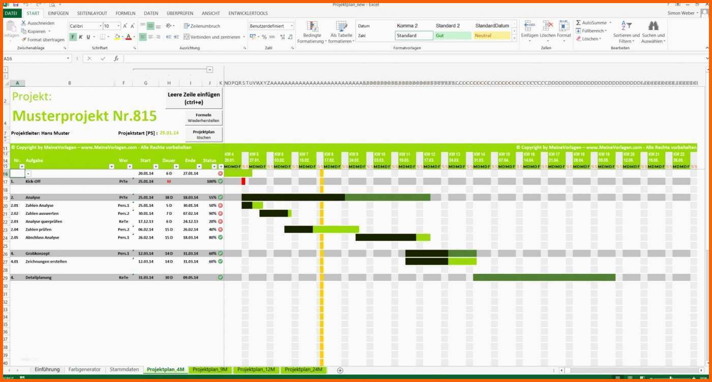 Hervorragen 15 Projektplan Vorlage