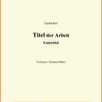 Hervorragen 20 Deckblatt Hausarbeit Vorlage Word