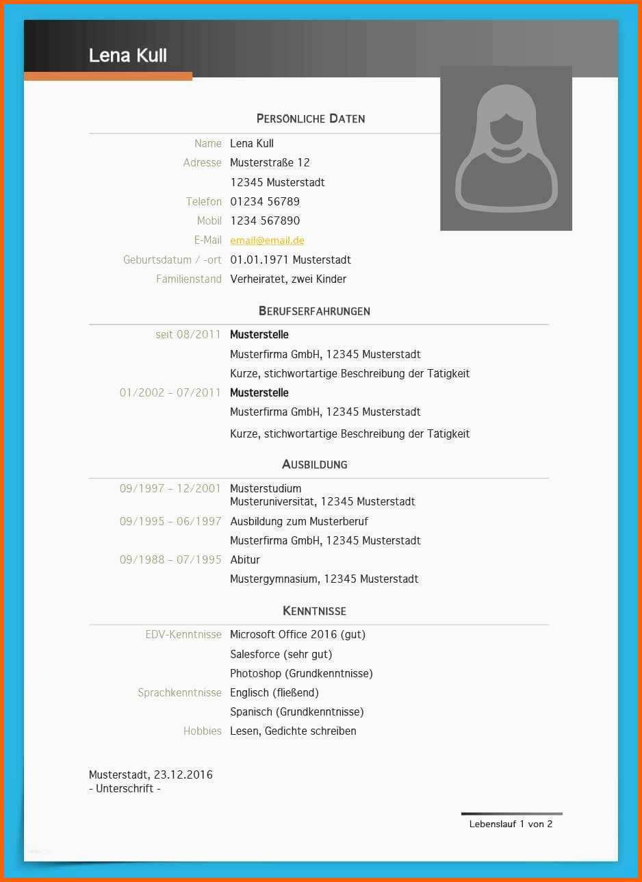 Hervorragen 20 Lebenslauf Vorlage Openoffice Kostenlos