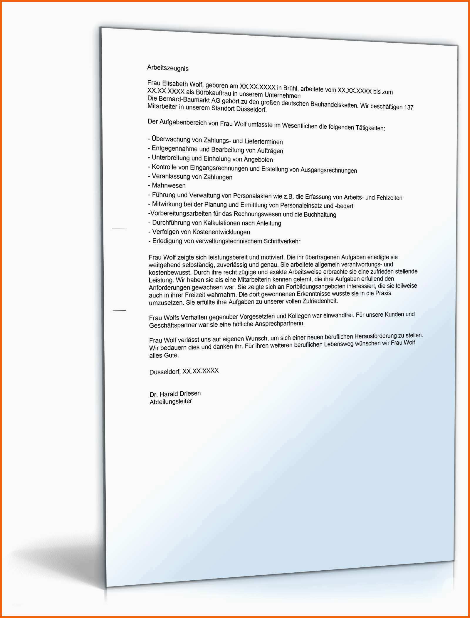 Hervorragen Arbeitszeugnis Vorlage Word Kostenlos Erstaunlich
