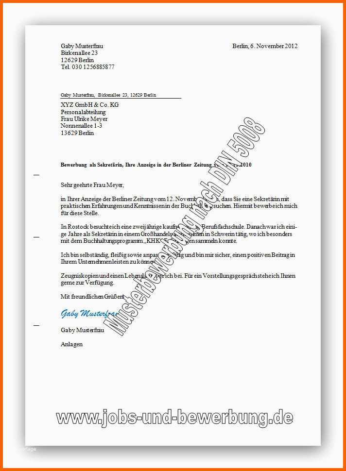 Hervorragen Din 5008 Bewerbung Vorlage Word Download – Wordde