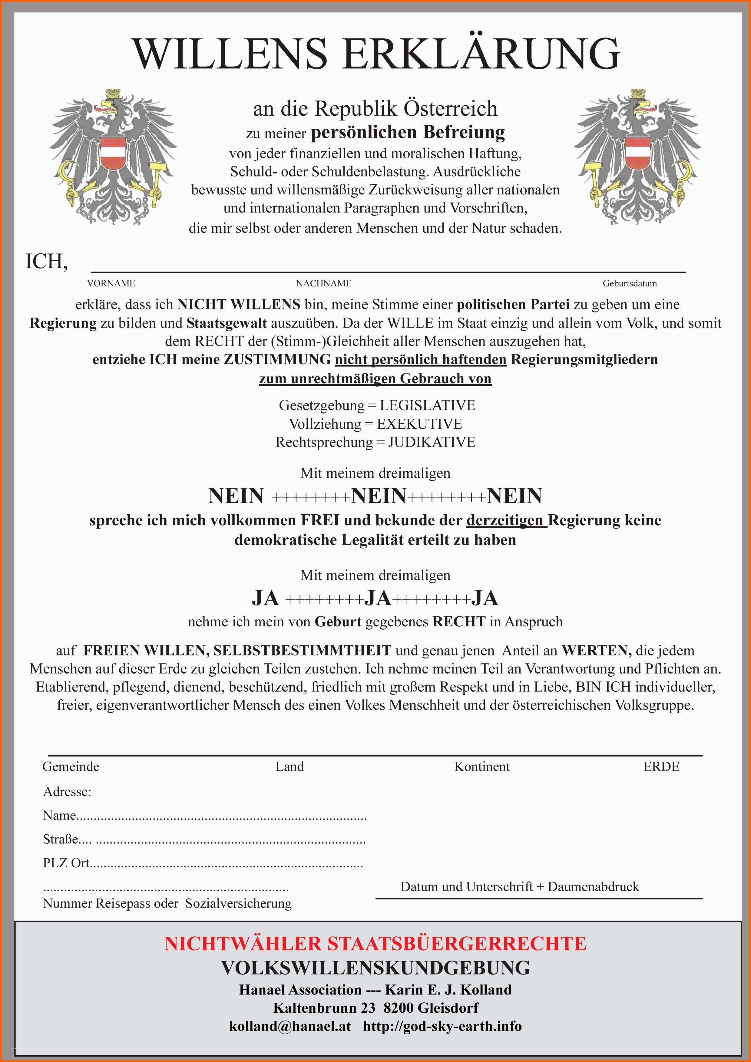Hervorragen Download Willenserklärung