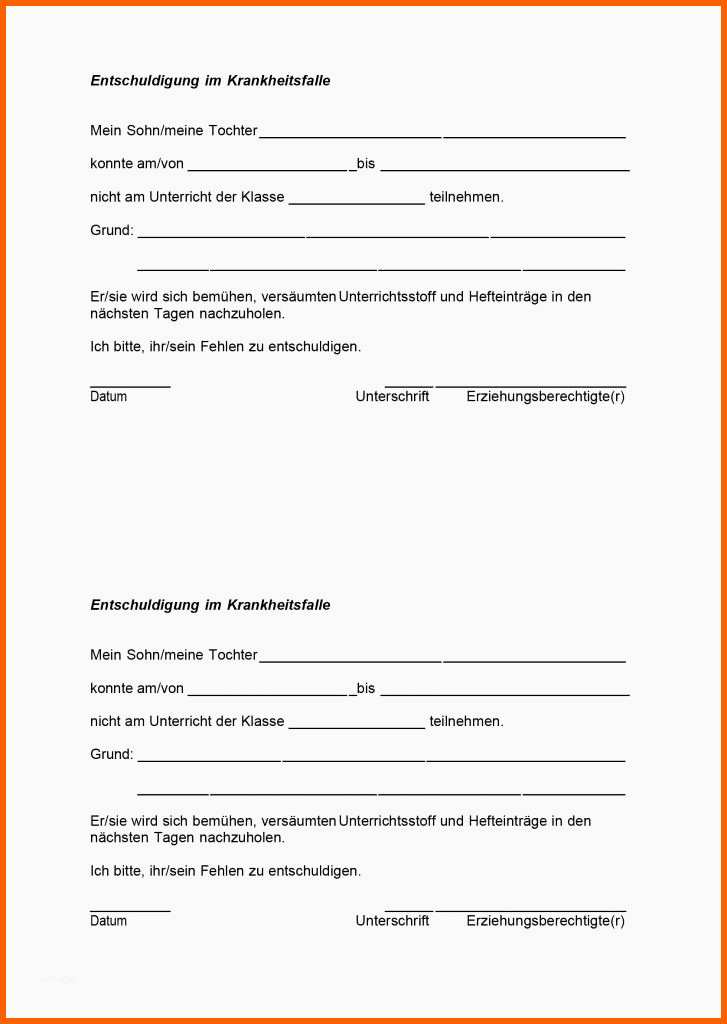 Hervorragen Entschuldigungsschreiben Schule Vorlage Probe