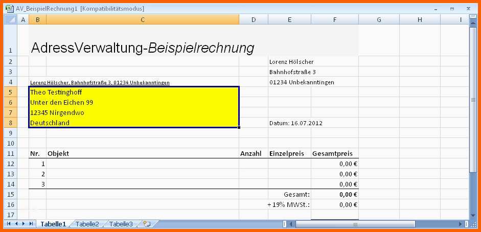 Hervorragen Excel Adressliste Vorlage – De Excel