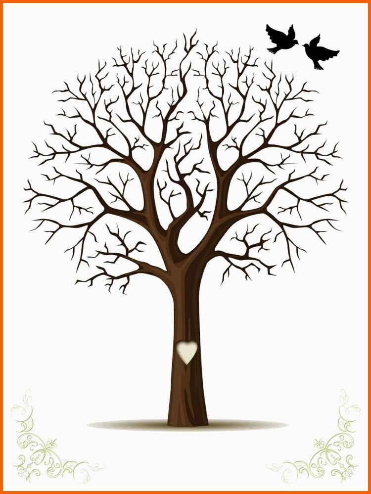 hervorragen fingerabdruck baum vorlage braun stamm vogel herz von gastebuch fingerabdruck vorlage