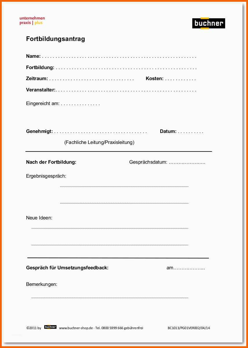 Hervorragen fortbildungsantrag Ohne fortbildungszieldefinition ...