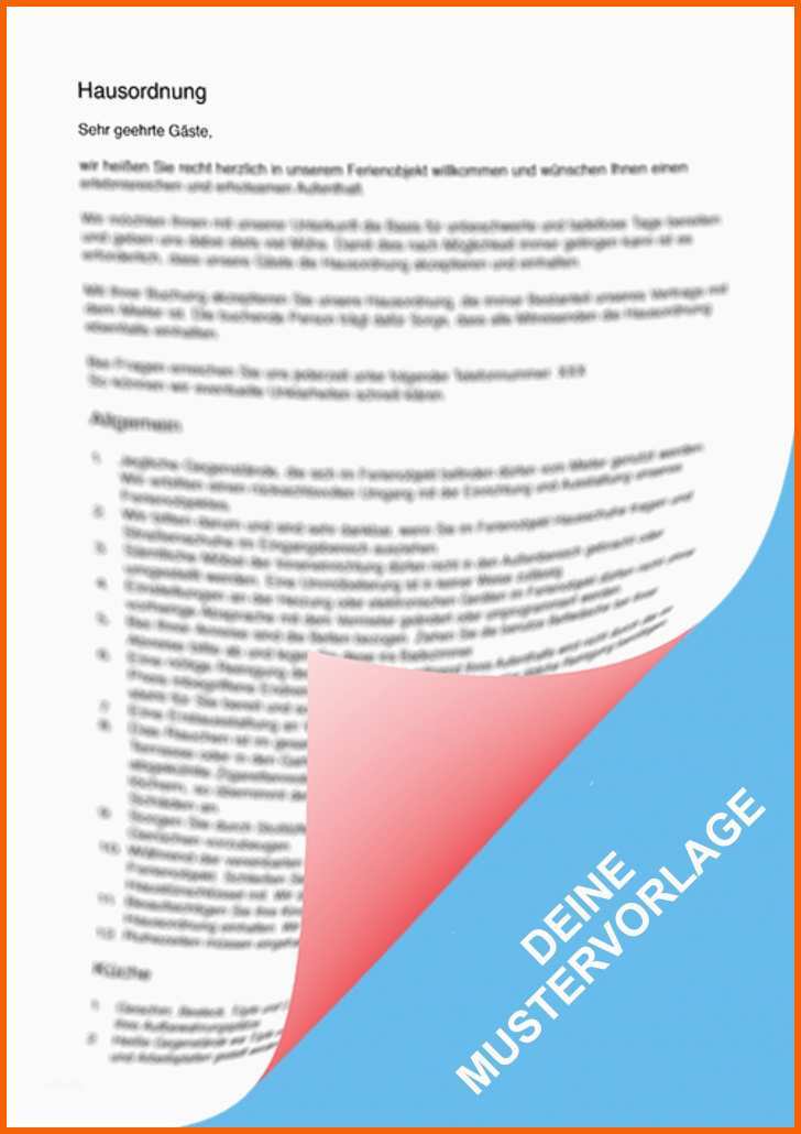 Hervorragen Hausordnung Muster Vorlage Ferienhaus Ferienwohnung Download