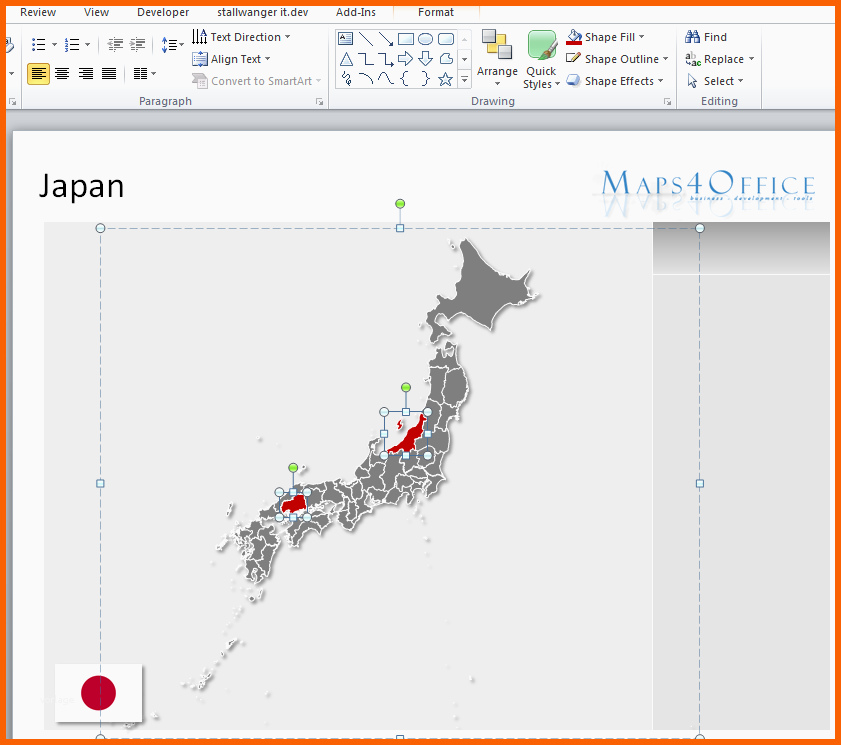 Hervorragen Japan Karte Powerpoint Vektor Vorlage Landkarte Maps4 Fice