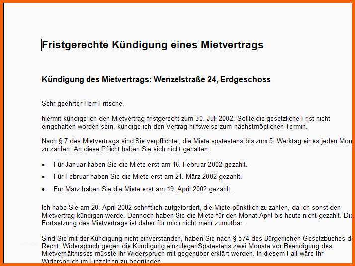 Hervorragen Kündigung Muster Download Chip
