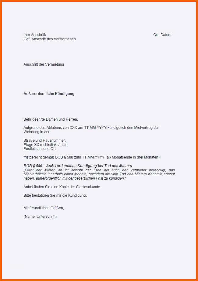 Hervorragen Neues Fristgerechte Kündigung Muster