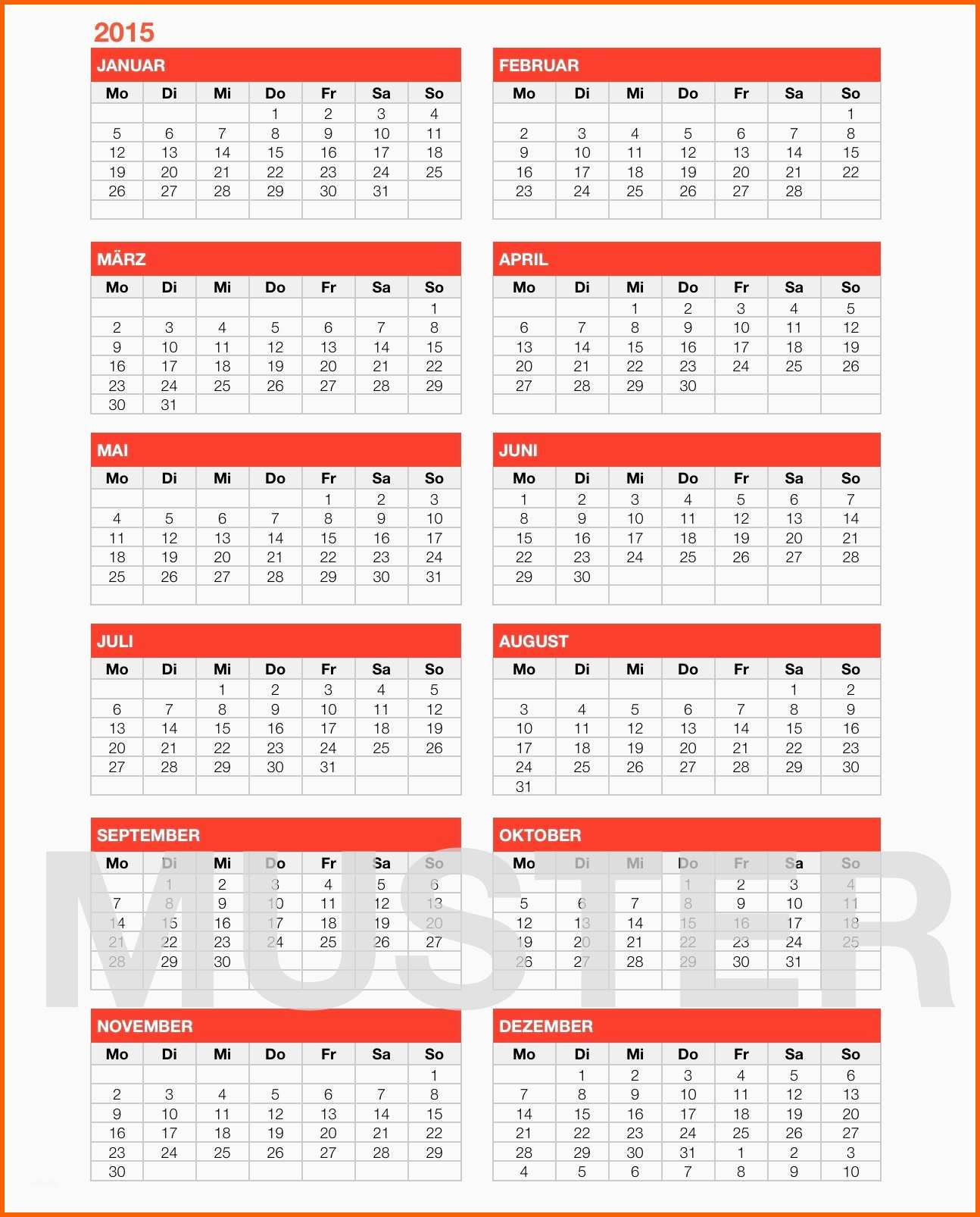 Hervorragen Numbers Vorlage Kalender 2015