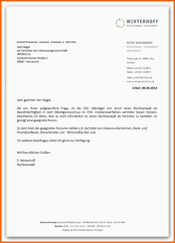 Hervorragen Schreiben Vollmacht