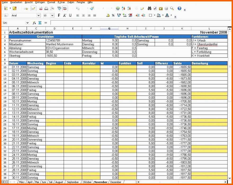 Hervorragen soka Bau Stundenzettel Machen Stundenzettel Minijob Excel
