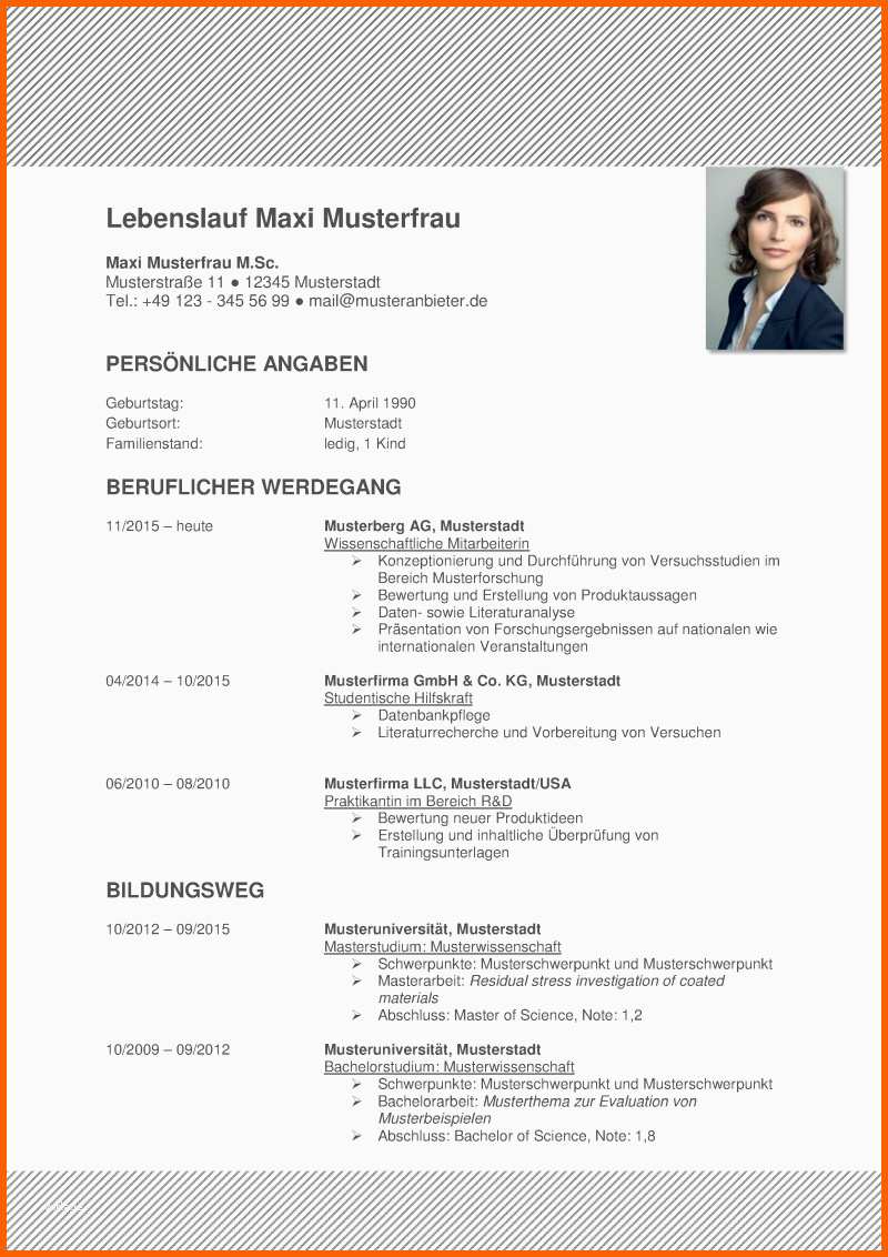 Hervorragen Tabellarischer Lebenslauf Vorlage Kostenlose Muster Zum
