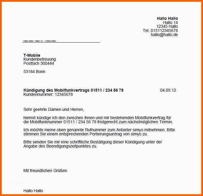 Hervorragen Telekom Kündigung Umzug Vorlage Cool T Mobile Kündigung