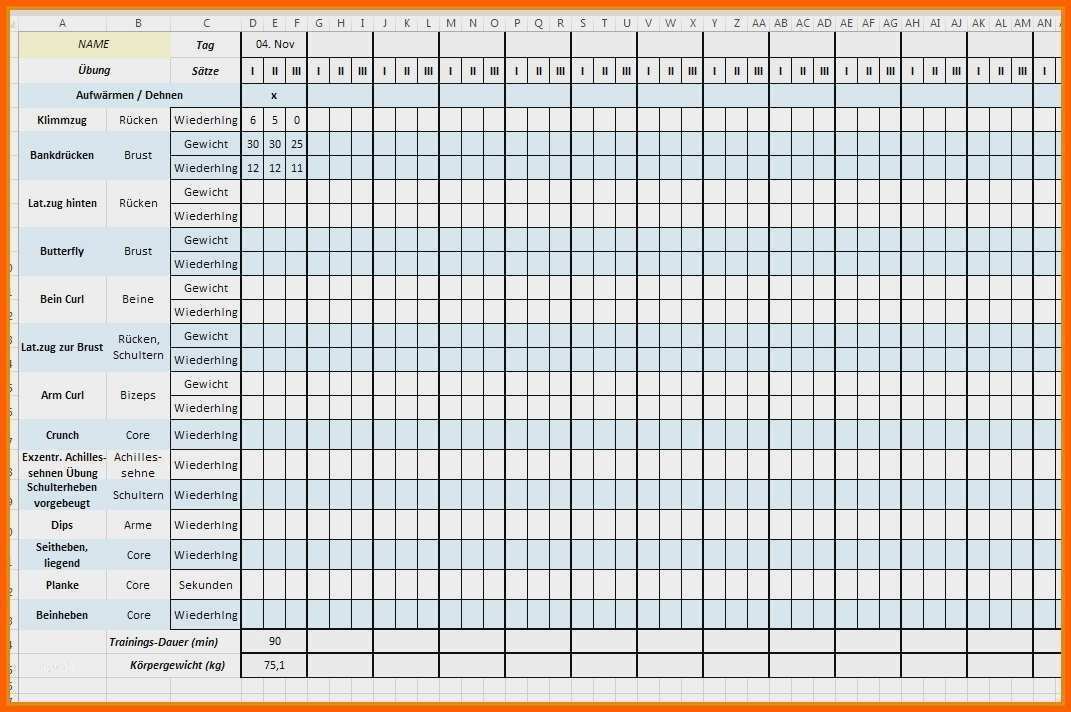 Hervorragen Trainingsplan Erstellen Vorlage Elegant Wunderbar