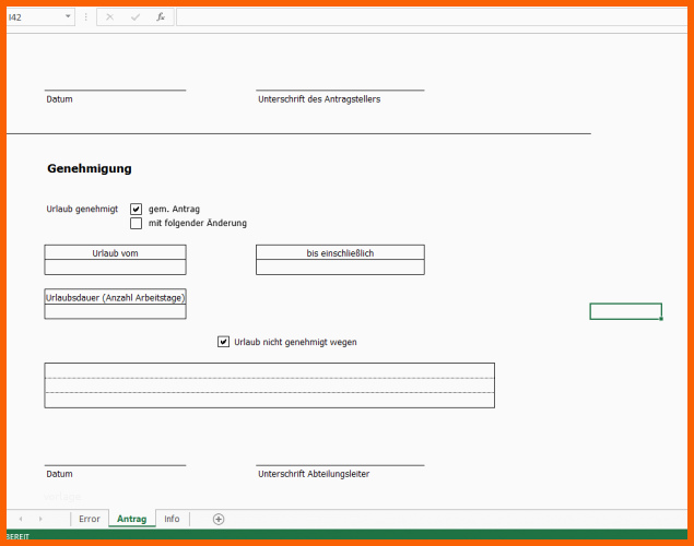 Hervorragen Urlaubsantrag Download