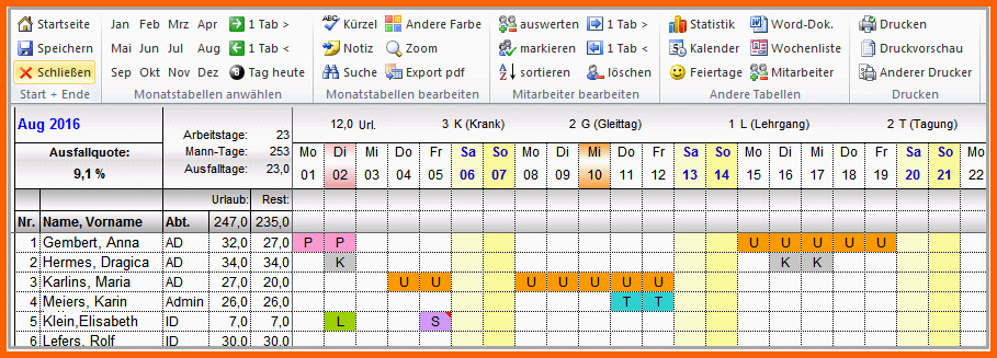 Hervorragend 10 Urlaubsplan Excel Vorlage