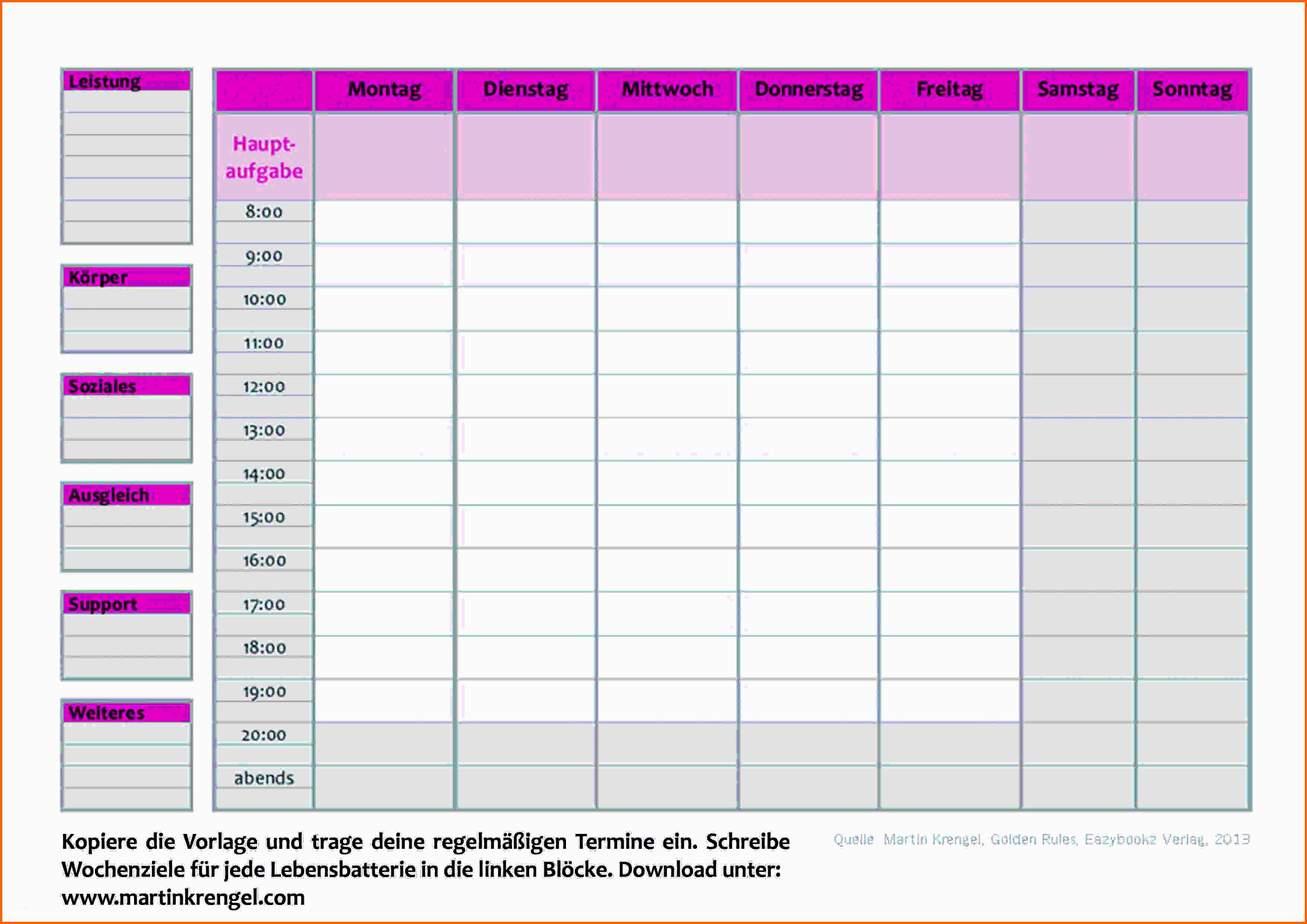 Hervorragend 13 Wochenplan Excel Vorlage