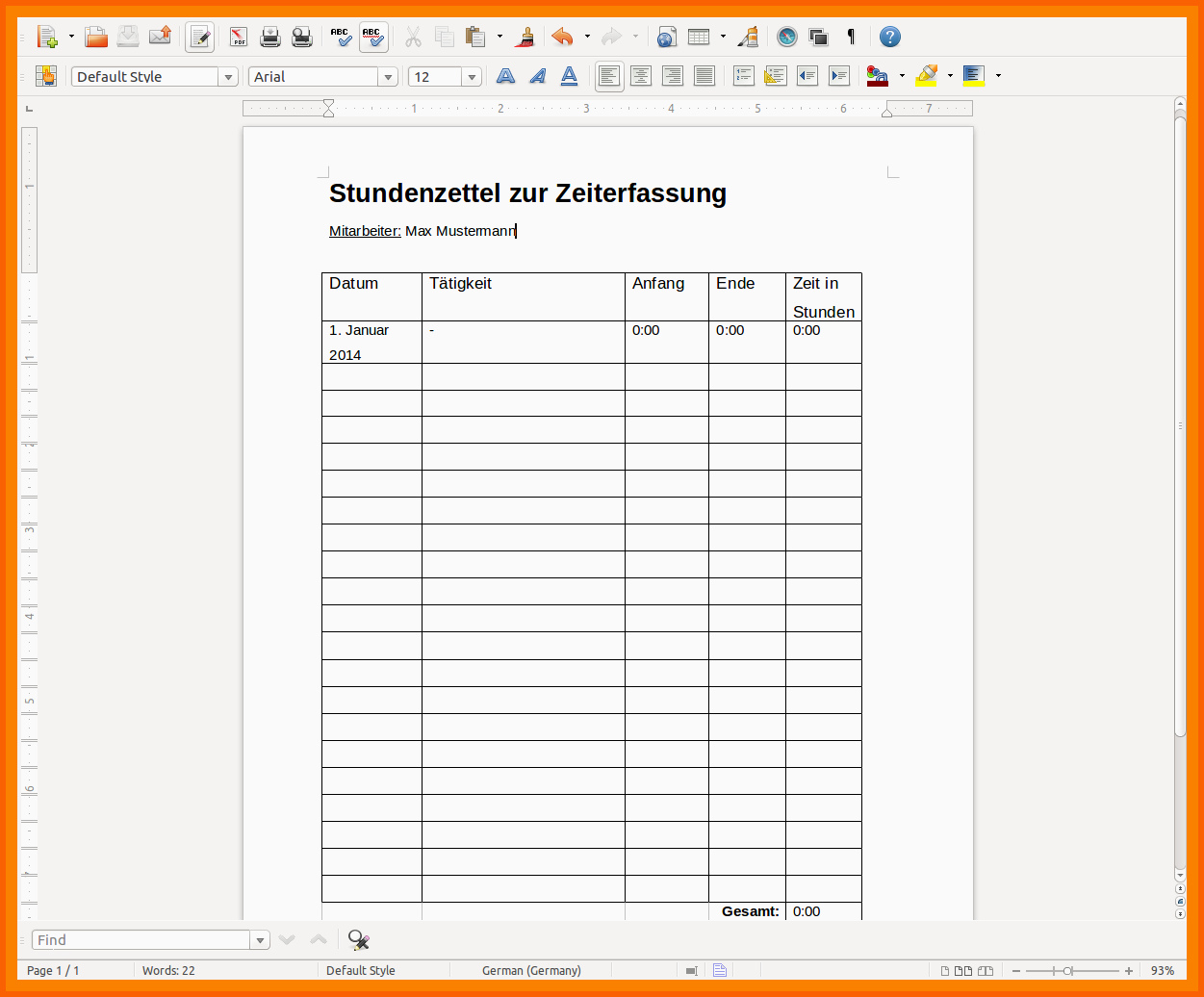 Hervorragend 15 Arbeitsstundenplan