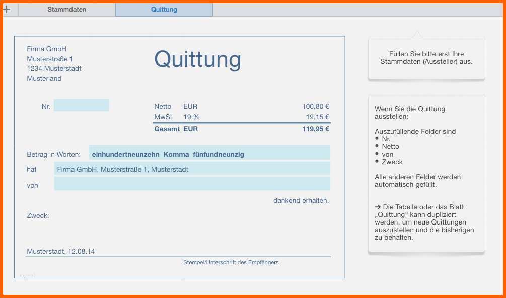 Hervorragend 51 Gut Quittung Ohne Mwst Vorlage Abbildung