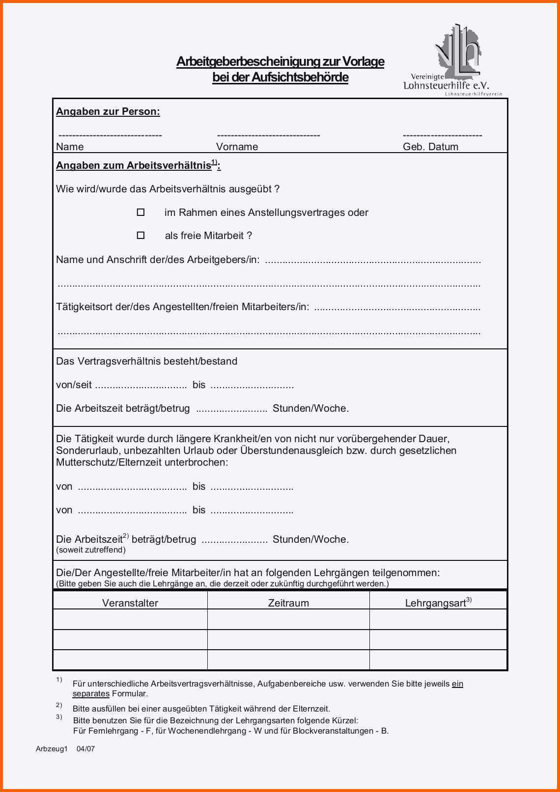 Hervorragend Arbeitgeberbescheinigung Muster