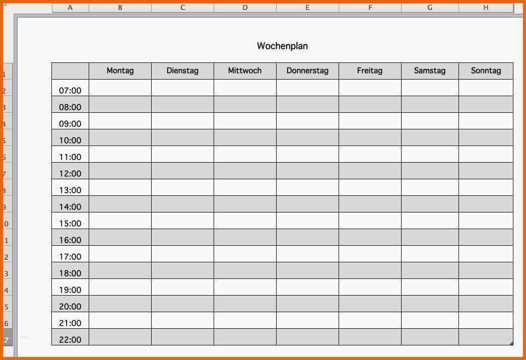Hervorragend Arbeitsplan Vorlage Monat Inspiration Wochenplan Als Excel